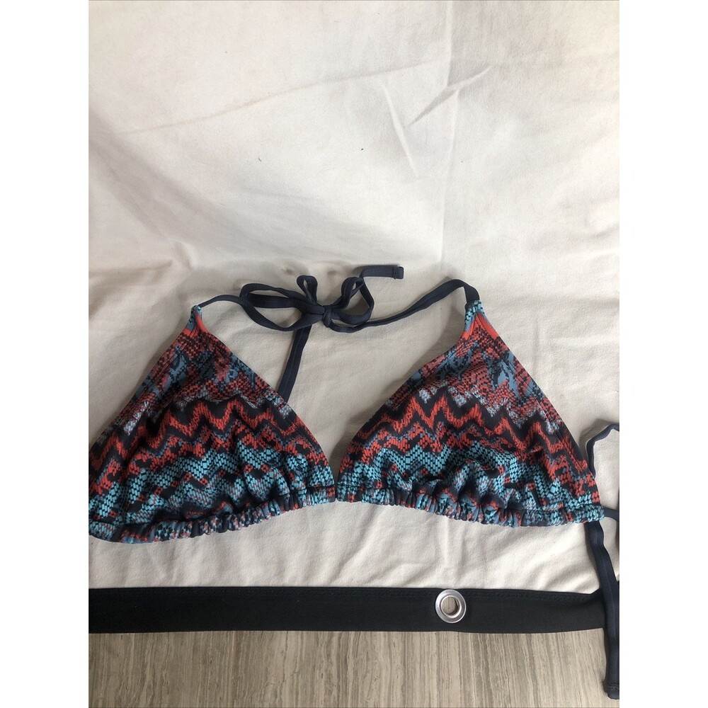 Mossimo Chevron Aztec Print Triangle Halter Bikini Top Multicolor Size D/DD New